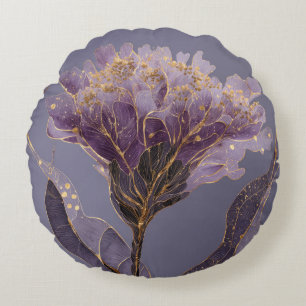 Coussins Ronds Pivoine Violette Inspirée Florale Accents Dorés