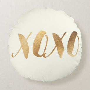 Coussins Ronds PixDezines XOXO/Faux Gold/Hearts/DO-IT-YOURSELF ar