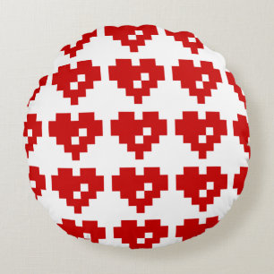 Coussins Ronds Pixel Coeur 8 bits Amour