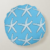 Coussins Ronds Plage de Motif de poisson étoilé blanc Ciel Bleu N (Dos)