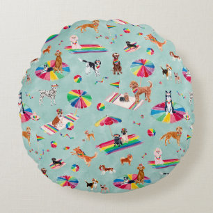 COUSSINS RONDS PLAGE POUR CHIENS FIERTE ARC-EN-CIEL