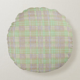 Coussins Ronds Plaid de sage neutre de ferme