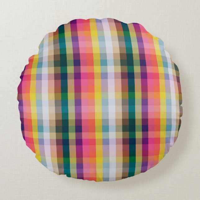 Coussins Ronds Plaid écossais abstrait (Devant)