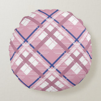 Coussins Ronds Plaid rose et bleu