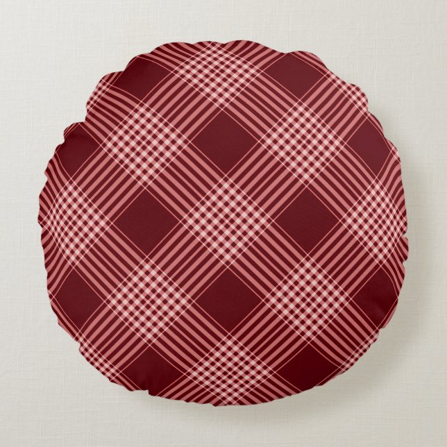Coussins Ronds Plaid Rouge Et Blanc (Devant)