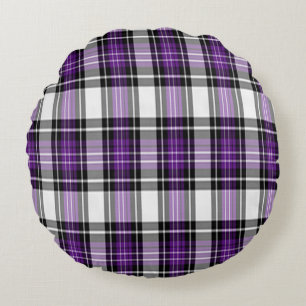 Coussins Ronds Plaid Violet Et Noir