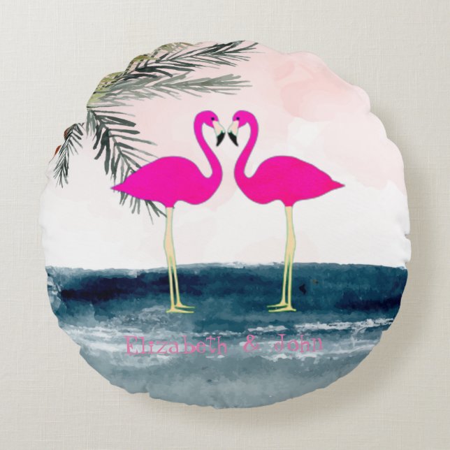 Coussins Ronds Plamants roses  Plage (Devant)