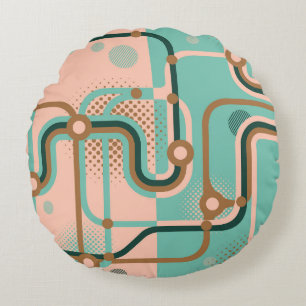 Coussins Ronds Plan de métro Abstrait, double motif.