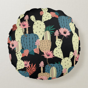 Coussins Ronds Plante de Cactus : Motif botanique Vintage