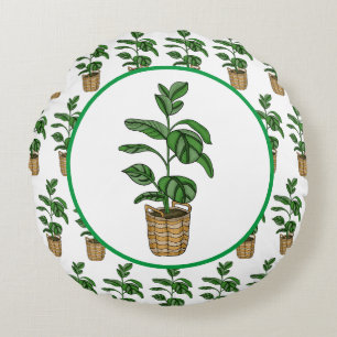 Coussins Ronds Plante tiré à la main de la palme du voyageur