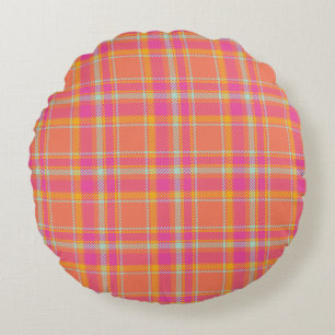 Coussins Ronds Plaqué chaud rose rétro avec orange et bleu