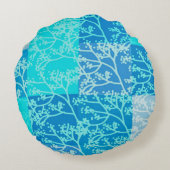 Coussins Ronds Plaques de feuillage aux tons bleus (Dos)