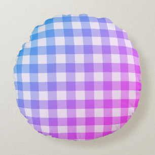 Coussins Ronds Plat En vichy rose Bleu Moderne Simple Check
