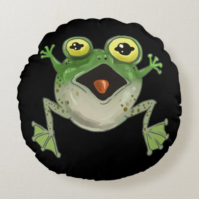 Coussins Ronds Plat ! Grenouille sotte (Devant)