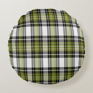 Coussins Ronds Plat vert olive et noir