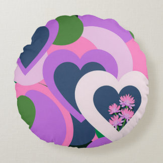 Coussins Ronds Playful Abstract Heart Round Pillow