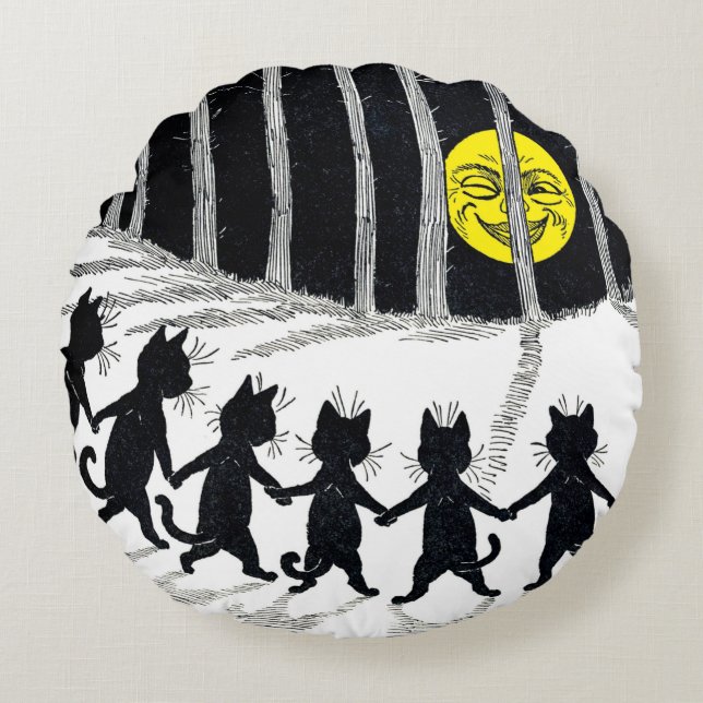 Coussins Ronds Pleine lune et chats, Louis Wain (Devant)