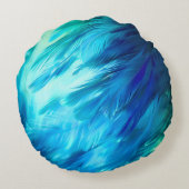 Coussins Ronds Plume Abstraite Bleu Vert (Dos)
