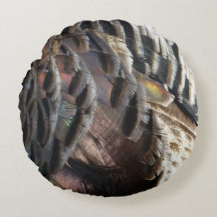 Coussins Ronds Plumes de Dindon Sauvage I Design Abstrait de la N