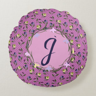 Coussins Ronds Plutôt rose et violet et jaune