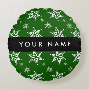 Coussins Ronds Pneus blancs, Vert, Votre nom, Personnaliser
