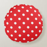 Coussins Ronds Point Polka rouge<br><div class="desc">coussin rond à point rouge</div>