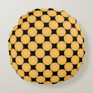 Coussins Ronds Pointe Polka Jaune Design Moderne