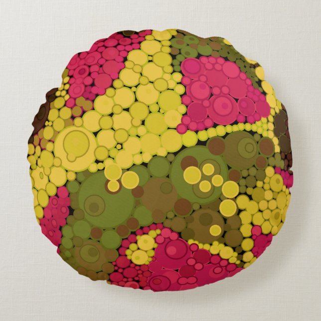Coussins Ronds pointillisme sans couture cercles peints à la main (Devant)