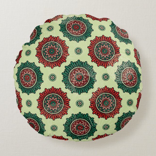 Coussins Ronds Points Cercles géométriques vintages Boho Mandala (Devant)