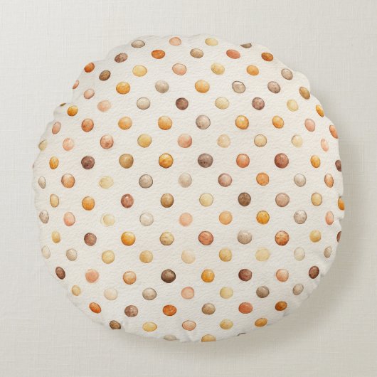 Coussins Ronds Points Citron Citrouille Latte Rayures (Devant)