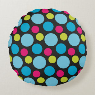 Coussins Ronds Points de couleur Whimsical Motif bleu rose modern