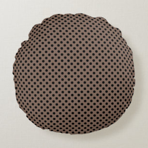 Coussins Ronds Points noirs sur marron taupe