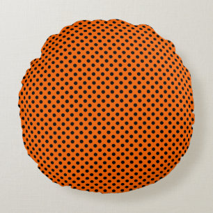 Coussins Ronds Points noirs sur orange