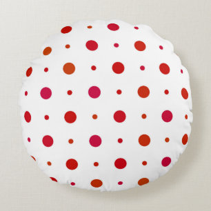 Coussins Ronds Points rouges cerise sur fond blanc