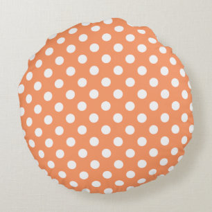 Coussins Ronds Pois blancs sur Tangerine Orange