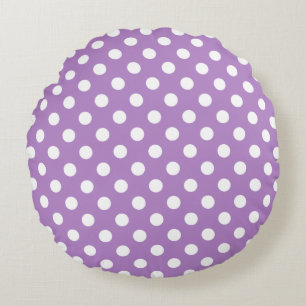 Coussins Ronds Pois blancs sur Thistle Purple