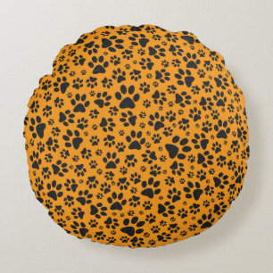 Coussins Ronds Pois de chien noir et blanc Pointe Polka sur dahli