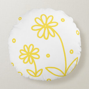 Coussins Ronds Pois et pois 2 - Citron jaune et blanc