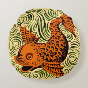 Coussins Ronds Poisson Antique Carrelage Ancien art