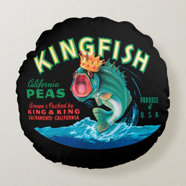 Coussins Ronds Poisson basse portant une couronne sur un Arrière  (Devant)