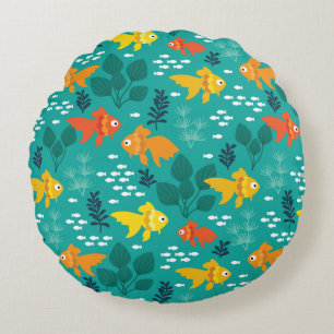 Coussins Ronds Poisson d'or dans l'aquarium