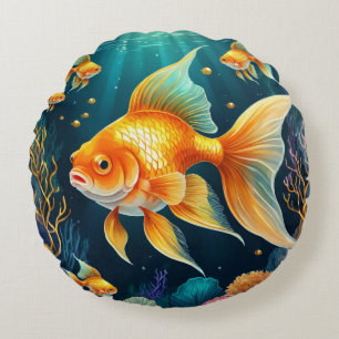 Coussins Ronds Poisson d'or sous-marin