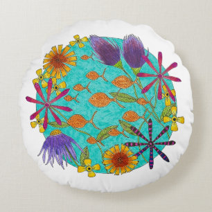Coussins Ronds Poisson flaque avec fleurs