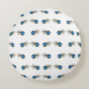 Coussins Ronds Poisson paon bleu et jaune