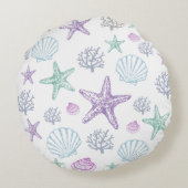 Coussins Ronds Poisson Turquoise pourpre Coquille côtière (Dos)