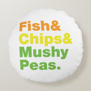 Coussins Ronds Poissons & Chips & Pois Musqués.