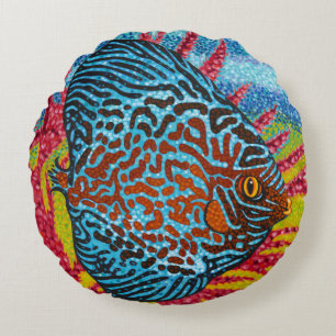 Coussins Ronds Poissons tropicaux brillants II