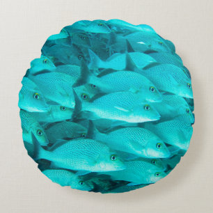 Coussins Ronds Poissons tropicaux colorés et barrière de corail d