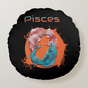 Coussins Ronds Poissons Zodiaque Horoscope Signe d'Eau Astrologie