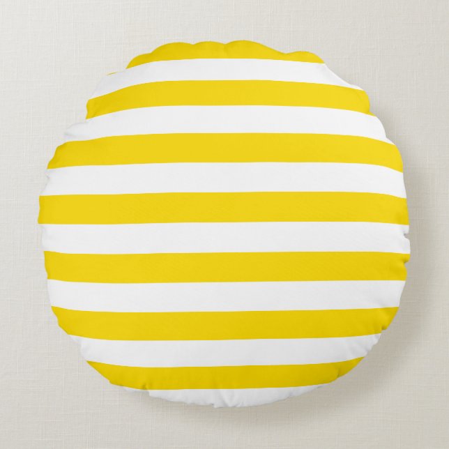 Coussins Ronds Polyester brossé jaune moderne (Devant)